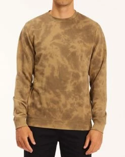 BILLABONG Wave Washed Crewneck Sweatshirt GRAVEL -Mens Accessories Sales 2022 abyft00152 billabongw grv frt1 1
