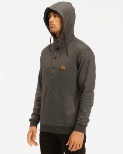 BILLABONG Hudson Henley Pullover Hoodie FOG -Mens Accessories Sales 2022 abyft00159 billabongw blk sd1