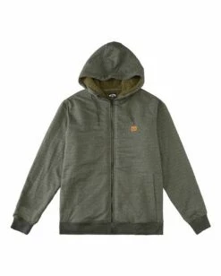 BILLABONG Hudson Sherpa Zip-Up Hoodie MILITARY -Mens Accessories Sales 2022 abyft00163 billabongf mil frt1 1