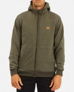 BILLABONG Hudson Sherpa Zip-Up Hoodie MILITARY -Mens Accessories Sales 2022 abyft00163 billabongw mil frt1 1