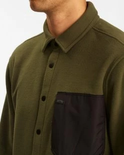 BILLABONG A/Div Furnace Explorer Snap Front Fleece DARK OLIVE -Mens Accessories Sales 2022 abyft00184 billabongw dko dtl1 1