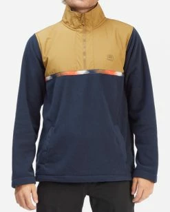 BILLABONG A/Div Boundary Lite Half-Zip Mock Neck Fleece DARK OLIVE -Mens Accessories Sales 2022 abyft00187 billabongw kyj0 frt1 1