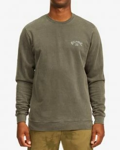 BILLABONG Arch Wave Washed Crew Neck Sweatshirt BLACK -Mens Accessories Sales 2022 abyft00199 billabongw blk frt1 1