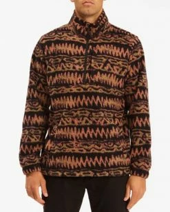 BILLABONG A/Div Boundary Half-Zip Mock Neck Fleece DARK OLIVE -Mens Accessories Sales 2022 abyft00205 billabongw blk frt1 1