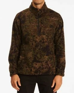 BILLABONG A/Div Boundary Half-Zip Mock Neck Fleece DARK OLIVE -Mens Accessories Sales 2022 abyft00205 billabongw cmm frt1 1