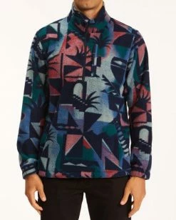 BILLABONG A/Div Boundary Half-Zip Mock Neck Fleece DARK OLIVE -Mens Accessories Sales 2022 abyft00205 billabongw nvy frt1 1