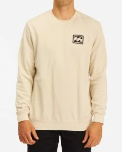BILLABONG Wave Washed Crayon Wave Crewneck Pullover Sweater BONE