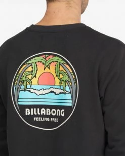 BILLABONG Sunset Crewneck Sweatshirt BLACK -Mens Accessories Sales 2022 abyft00262 billabongw blk dtl1 1