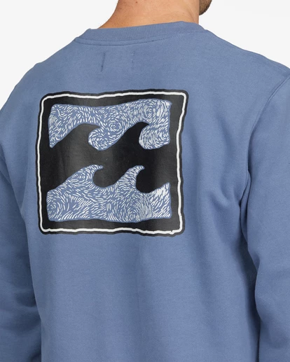BILLABONG Crayon Wave Crewneck Pullover SLATE BLUE 4 BILLABONG Crayon Wave Crewneck Pullover SLATE BLUE - Image 4