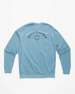 BILLABONG Wave Washed Theme Arch Crewneck Pullover SMOKE BLUE -Mens Accessories Sales 2022 abyft00298 billabongf smb bck1 2