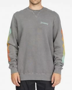 BILLABONG Wave Washed Plants Crewneck Pullover CHARCOAL