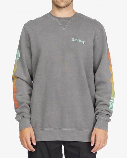 BILLABONG Wave Washed Plants Crewneck Pullover CHARCOAL 1 BILLABONG Wave Washed Plants Crewneck Pullover CHARCOAL
