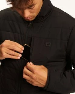 BILLABONG A/Div Journey Plus Mock Neck Zip-Up Jacket BLACK -Mens Accessories Sales 2022 abyjk00112 billabongw blk dtl1 1