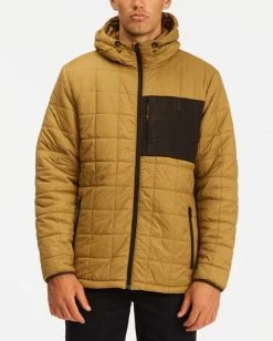 BILLABONG A/Div Journey Hooded Zip-Up Puffer Jacket DARK OLIVE