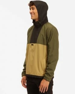 BILLABONG A/Div Windswell Anorak Windbreaker Jacket DARK OLIVE -Mens Accessories Sales 2022 abyjk00117 billabongw dko sd1 1