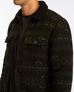 BILLABONG Barlow Sherpa Trucker Jacket MILITARY -Mens Accessories Sales 2022 abyjk00125 billabongw blk dtl1 1