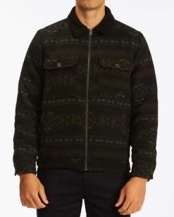 BILLABONG Barlow Sherpa Trucker Jacket MILITARY -Mens Accessories Sales 2022 abyjk00125 billabongw blk frt1 1