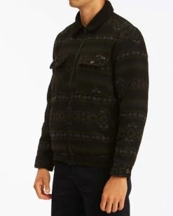 BILLABONG Barlow Sherpa Trucker Jacket MILITARY -Mens Accessories Sales 2022 abyjk00125 billabongw blk sd1 1