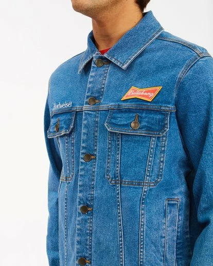 BILLABONG Budweiser Denim Jacket OCEAN WASH 5 BILLABONG Budweiser Denim Jacket OCEAN WASH - Image 5