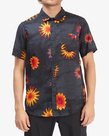 BILLABONG Sundays Floral Short Sleeve Shirt DENIM 4 BILLABONG Sundays Floral Short Sleeve Shirt DENIM - Image 4