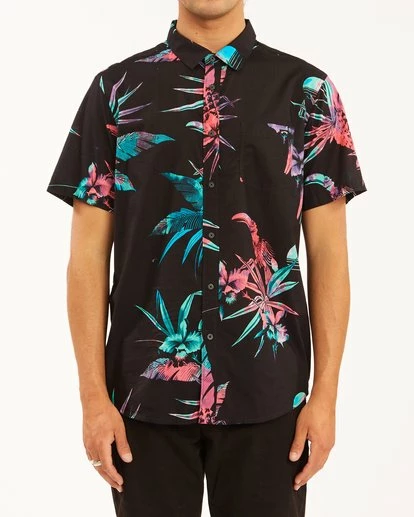 BILLABONG Sundays Floral Short Sleeve Shirt DENIM 1 BILLABONG Sundays Floral Short Sleeve Shirt DENIM