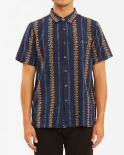 BILLABONG Sundays Jacquard Short Sleeve Shirt SMOKE BLUE -Mens Accessories Sales 2022 abywt00114 billabongw nvy frt1 2