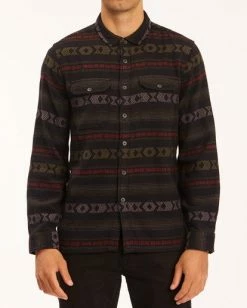 BILLABONG Offshore Jacquard Flannel Shirt STONE -Mens Accessories Sales 2022 abywt00135 billabongw blk frt1 1
