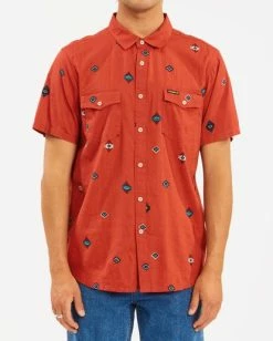 BILLABONG Wrangler Distant Land Short Sleeve Shirt CRIMSON