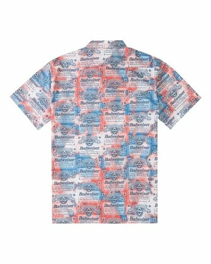 BILLABONG Budweiser Insignia Short Sleeve Shirt RED 6 BILLABONG Budweiser Insignia Short Sleeve Shirt RED - Image 6