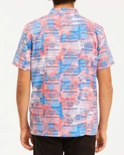 BILLABONG Budweiser Insignia Short Sleeve Shirt RED 9 BILLABONG Budweiser Insignia Short Sleeve Shirt RED -Mens Accessories Sales 2022 abywt00142 billabongw red bck1 1