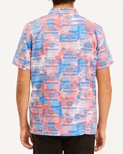 BILLABONG Budweiser Insignia Short Sleeve Shirt RED 4 BILLABONG Budweiser Insignia Short Sleeve Shirt RED - Image 4