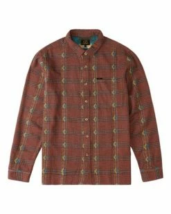 BILLABONG Wrangler Knox Jacquard Plaid Flannel Shirt BOTTLE GREEN -Mens Accessories Sales 2022 abywt00147 billabongf sir frt1 1