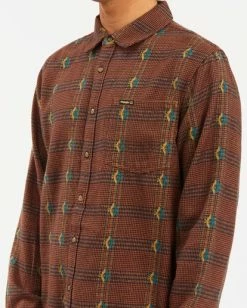 BILLABONG Wrangler Knox Jacquard Plaid Flannel Shirt BOTTLE GREEN -Mens Accessories Sales 2022 abywt00147 billabongw sir dtl1 1