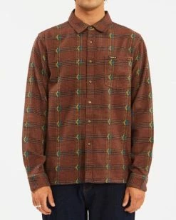 BILLABONG Wrangler Knox Jacquard Plaid Flannel Shirt BOTTLE GREEN