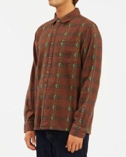 BILLABONG Wrangler Knox Jacquard Plaid Flannel Shirt BOTTLE GREEN -Mens Accessories Sales 2022 abywt00147 billabongw sir sd1 1