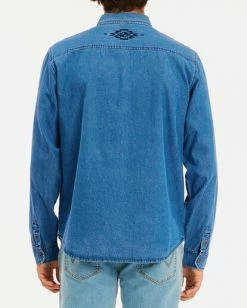 BILLABONG Wrangler Morgan Denim Long Sleeve Shirt OCEAN BLUE 9 BILLABONG Wrangler Morgan Denim Long Sleeve Shirt OCEAN BLUE -Mens Accessories Sales 2022 abywt00153 billabongw ocb bck1 1