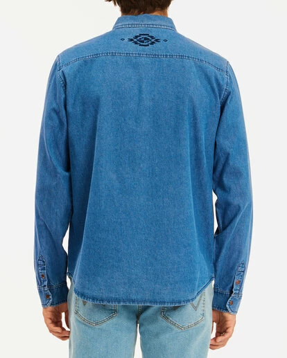 BILLABONG Wrangler Morgan Denim Long Sleeve Shirt OCEAN BLUE 3 BILLABONG Wrangler Morgan Denim Long Sleeve Shirt OCEAN BLUE - Image 3