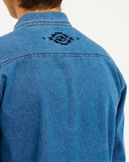 BILLABONG Wrangler Morgan Denim Long Sleeve Shirt OCEAN BLUE 4 BILLABONG Wrangler Morgan Denim Long Sleeve Shirt OCEAN BLUE - Image 4