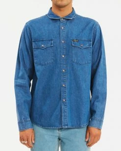 BILLABONG Wrangler Morgan Denim Long Sleeve Shirt OCEAN BLUE