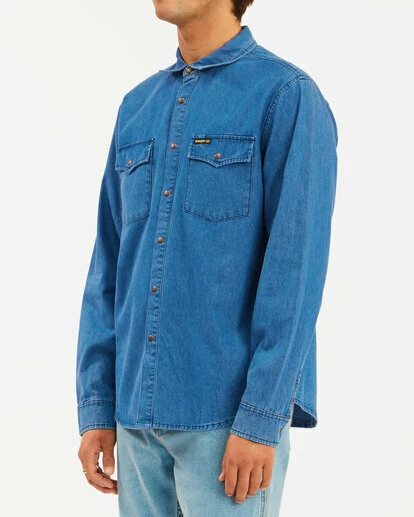 BILLABONG Wrangler Morgan Denim Long Sleeve Shirt OCEAN BLUE 2 BILLABONG Wrangler Morgan Denim Long Sleeve Shirt OCEAN BLUE - Image 2