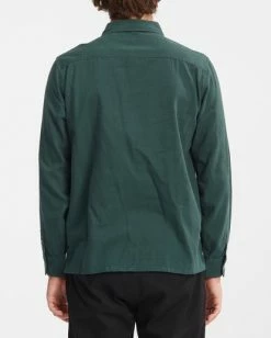 BILLABONG Offshore Solid Flannel Shirt DARK SEAGREEN -Mens Accessories Sales 2022 abywt00154 billabongw dsg bck1