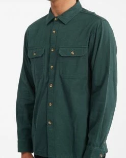 BILLABONG Offshore Solid Flannel Shirt DARK SEAGREEN -Mens Accessories Sales 2022 abywt00154 billabongw dsg dtl1