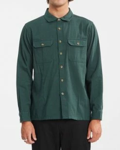 BILLABONG Offshore Solid Flannel Shirt DARK SEAGREEN -Mens Accessories Sales 2022 abywt00154 billabongw dsg frt1 1