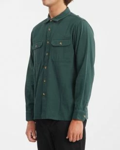 BILLABONG Offshore Solid Flannel Shirt DARK SEAGREEN -Mens Accessories Sales 2022 abywt00154 billabongw dsg sd1