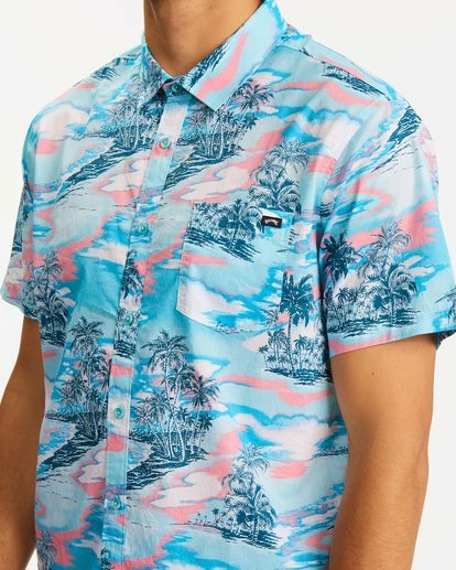 BILLABONG Sundays Floral Hawaii Short Sleeve Shirt AQUA 4 BILLABONG Sundays Floral Hawaii Short Sleeve Shirt AQUA - Image 4