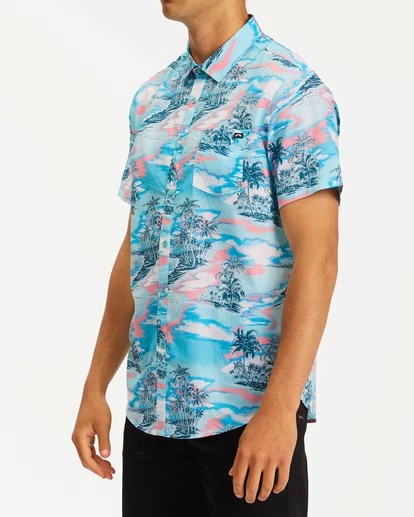 BILLABONG Sundays Floral Hawaii Short Sleeve Shirt AQUA 2 BILLABONG Sundays Floral Hawaii Short Sleeve Shirt AQUA - Image 2
