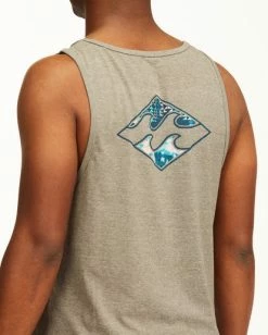 BILLABONG Crayon Wave Tank Top DARK GREY HEATHER -Mens Accessories Sales 2022 abyzt00142 billabongw dgr dtl1 1