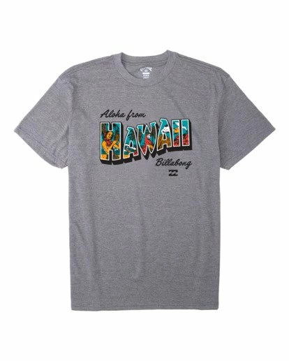 BILLABONG Greetings Hawaii Short Sleeve T-Shirt DARK GREY HEATHER 5 BILLABONG Greetings Hawaii Short Sleeve T-Shirt DARK GREY HEATHER - Image 5
