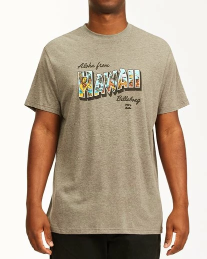BILLABONG Greetings Hawaii Short Sleeve T-Shirt DARK GREY HEATHER 1 BILLABONG Greetings Hawaii Short Sleeve T-Shirt DARK GREY HEATHER