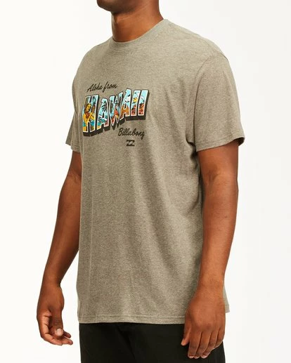 BILLABONG Greetings Hawaii Short Sleeve T-Shirt DARK GREY HEATHER 2 BILLABONG Greetings Hawaii Short Sleeve T-Shirt DARK GREY HEATHER - Image 2